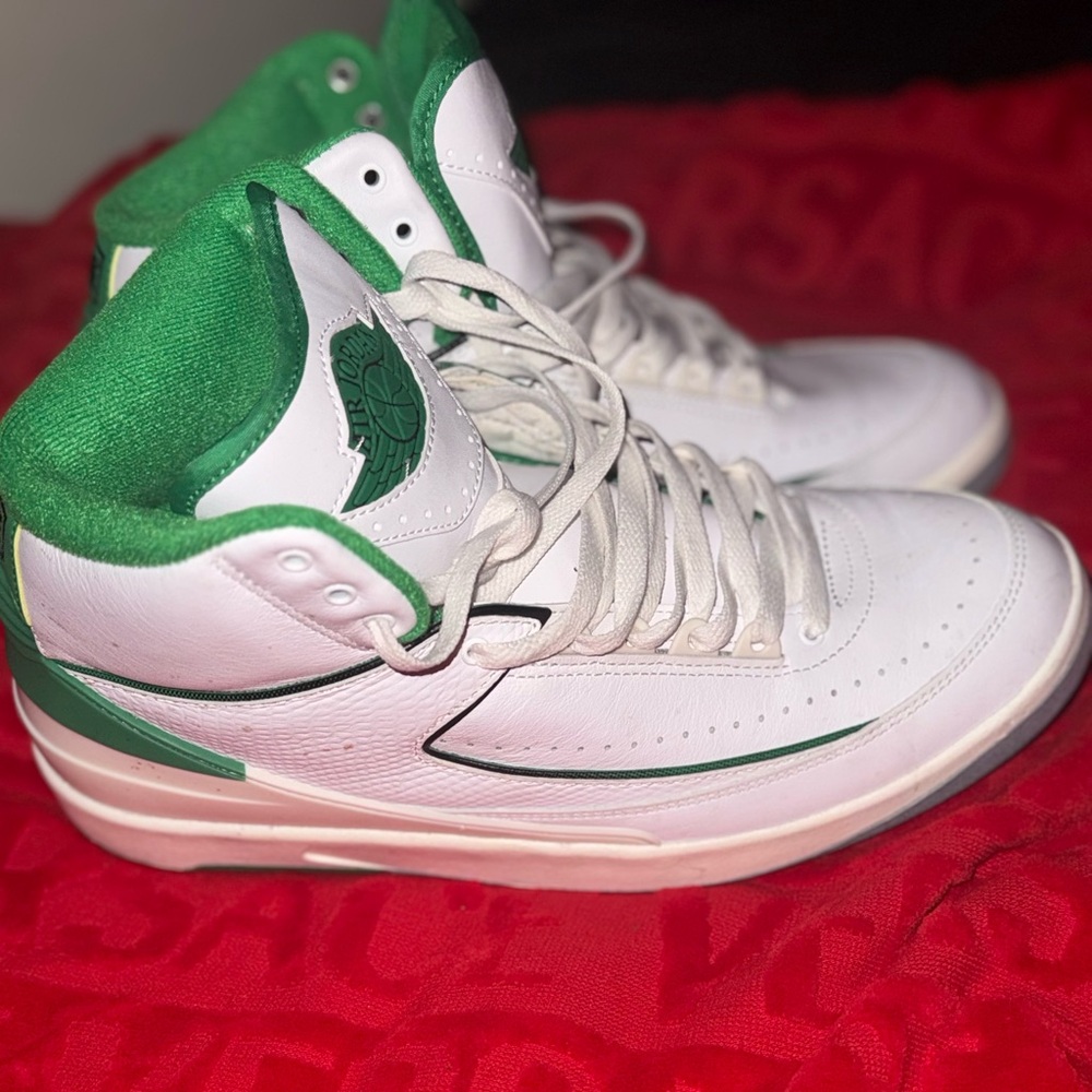 White and Green High-Top Sneakers